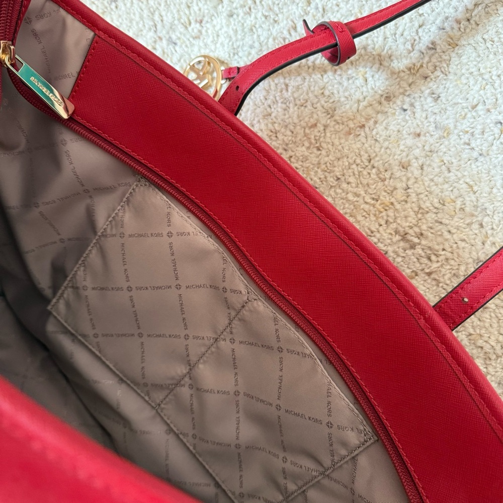 Michael Kors Large Red Leather Tote - Picture 12 of 13